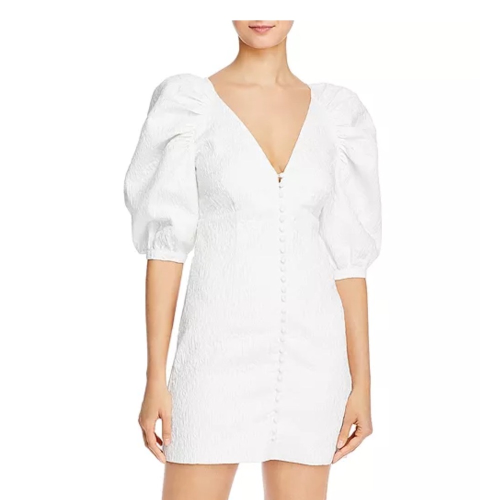 Elegant White‎ Puff Sleeve Dress